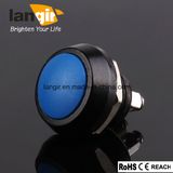 12mm Push Button Switch V12 Zn-Al. Alloy with Blue Actuator