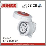 IP67 5p 32A Straight Panel Mounted Socket for Industrial