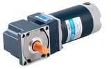 DC motor with angel gearbox, spiral bevel output shaft