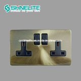 British Standard 13A 2 Gang Wall Switch Socket with Ce