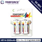 1.2V Rechargeable Low Self Discharge Nickel Metal Hydride China Fatory Battery (HR14-C size-5500mAh)