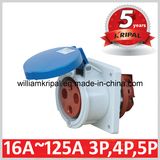 IP44 63A 2p+E 230V Single Phase Panel Mounted Socket