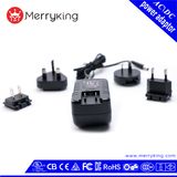 Interchangeable Type 5V 6V 9V AC DC Power Adapter with UK Us Au EU Plugs