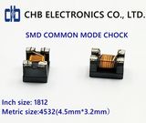 Common Mode Choke, High Frequency~1GHz, Size: 4.5mm*3.2mm (1812) , Impedance~800ohm at 100MHz, Rated Current~1.0A, Rated Voltage~50V, Dcr=0.1ohm