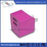 High Quality Dual USB Ports AC Mobile Phone USB Travel Charger with LED Indicator