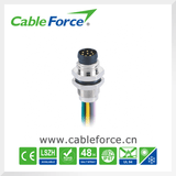 M8 IP67 8pin Male Circular Panel Mount Connector with Wire Rear Fastened