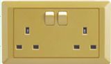 Double 3-Pin Wall Socket with 2 Gang Switch