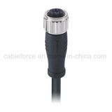 M12 4pin Female Straight Waterproof Connector Molded with Cable for Industrial Automation