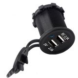 Waterproof Car/Motorcycle Dual USB Ports Charger Socket 12V-24V
