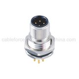 M12 4 Pin D-Code Male Front Fastened Panel Mount Connector with PCB Contacts