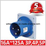 IP44 63A 2p+E Industrial Panel Mounted Plug