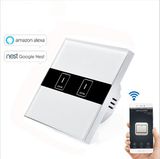 Work with Echo Alexa/Google Home, UK Type 2 Gang 1 Way Wireless WiFi Control Light Switches, Wall Touch Switch, APP Phone Remote Control
