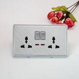 UK Standard Silver Double Mf /Universal Socket with Switch with Neon