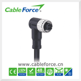 M12 4 Pin D-Code Female Right Angled Cable Connector with IP67 Degree of Protection