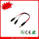 Flat Audio Splitter Cable Male to Female Gold 3.5mm Cable