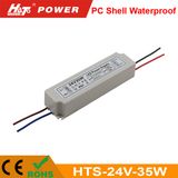 24V 35W PC Shell Waterproof LED Power Supply with Ce/RoHS