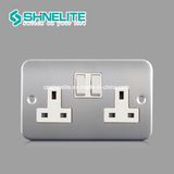 UK Wall Socket 2gang Electrical Switch Socket Chrome Color