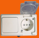 Europe Style Surface Mounted IP54 Wall Power Switch Socket (S5211)