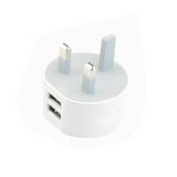 White Color Dual USB Wall Charger with UK Plug