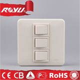 Colourful Three Gang British Standard Lighting Switch, 250V Wall Switch