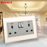 British Standard Stainless Steel Two Gang Switched 13A Socket