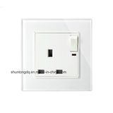 13A UK Switched Socket Crystal Tempered Glass 1 Gang Push Button Switch and 13A UK Socket with Light