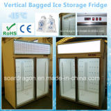 Vertical Ice Storage Fridge with Double Glass Door