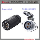 2pin 2core Black Waterproof LED Connector 20mm Nut Male&Female 2.5mm