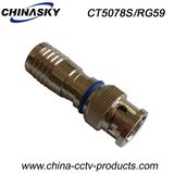 Silver Plated BNC Male Compression Rg59 Cable Connector (CT5078S/RG59)