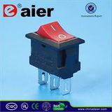 Small Spdt Red Button Black Body Rocker Switch
