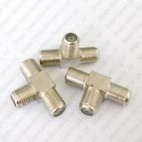 F Type Female to Female T-Shaped 3 Way Splitter RF TV Connector