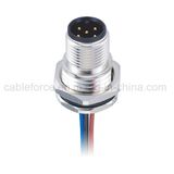 M12 5pin Male Panel Mount Socket Front Fastened Connector with Wires