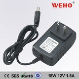 12V 1.5A AC DC Adapter of Plug in Adaptor for CCTV/LED/Lightings