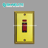 Double Plate 45A Cooker Switch Double Pole Gold Color