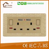 Double USB Socket UK Wall Socket with Double Switch