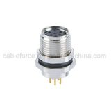 M8 6pin Female Circular Panel Mount Receptacle Connector with PCB Contacts