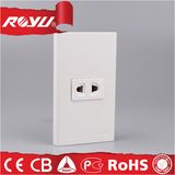 White Rectangle Two Pin Wall Electric Socket with Shutter