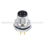 M12 4 Pin Male Rear Mounting Panel Mount Connector with PCB Contacts