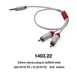 Aux Cable Mini 3.5mm Stereo Plug to 2 X RCA Male (1403-22)