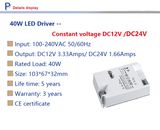 Ce TUV Hight Pfc 24V 40W LED Driver, 24V LED Power Supply, Constant Voltage 24V, Plastic Power Supply