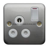 Stainless Steel 15A 3 Round Pin 1-Gang Outlet Single Pole Switched Socket
