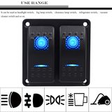 2 Gang Waterproof Car Auto Boat Marine LED Rocker Switch Panel Circuit Breakers ABS