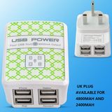 New 4ports USB Travel Power Adapter AC Wall Charger for Smartphones and Tablets