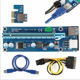 6-Pin Powered PCI-E PCI Express Riser 1X to 16X PCI-E USB 3.0 Adapter Card with USB Extension Cable