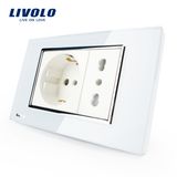 Livolo China Safe Italian Gang Wall Power Switch Socket (VL-C3C2CIT-81/82)