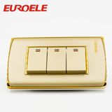 PC Plate Gold Color 250V/10A 122*70*37mm Electric Wall Switch