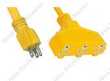 NEMA5-15p Us Power Cable, 1 Male to 3 Female,