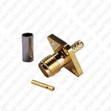 Golden SMA Female Jack Crimp Connector Flange Panel Mount for Rg316 Rg174 LMR100 Cable