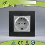 TUV, CE certified EU standard black brushed aluminum schuko socket