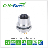 M12 8pin PCB Connector Panel Mount Socket Rear Fastened Servo Motors Connector IP67 Waterproof Connector